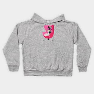 Mid Century Atomic Cats in Pink Chair Kids Hoodie